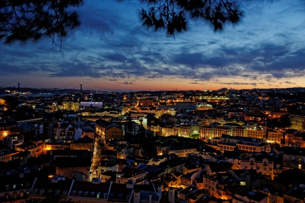 Lisbon skyline at night