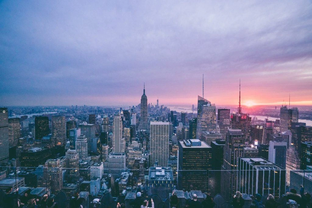 New York City skyline at sunset
