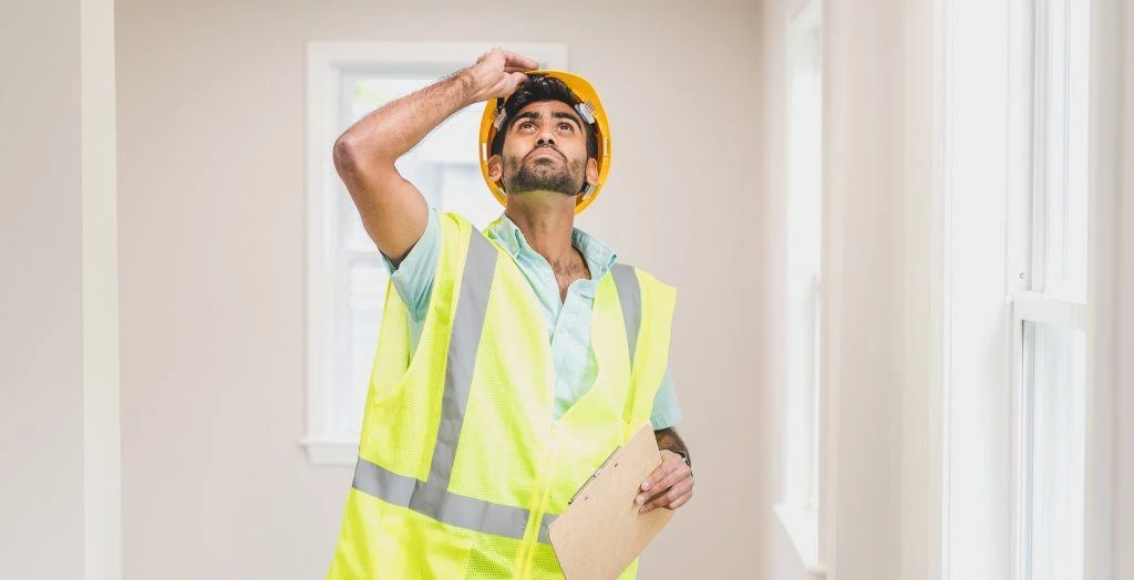 Home inspector surveying a property