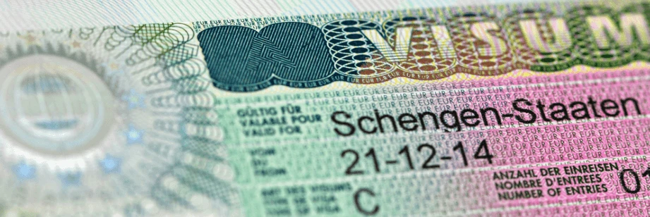 german visa image zoomed up close on the text 'schengen'